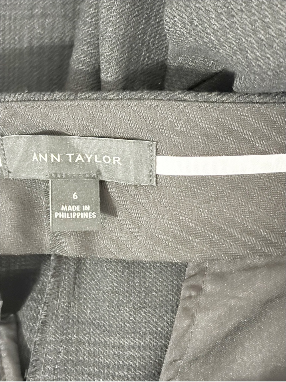 ANN TAYLOR Women’s Black Faint Plaid Wide Leg Trousers Pants Flat Front Size 6 - Picture 5 of 6